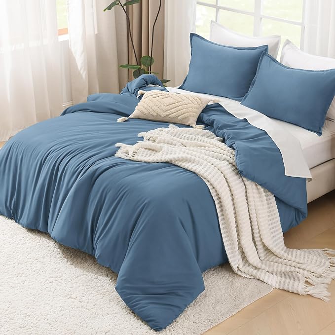 Litanika Comforters Twin XL Size Ocean Blue, 2 Pieces Lightweight Solid Bedding Set & Collections, All Season Fluffy Bed Set (68x92 Inches Comforter & 1 Pillowcase)