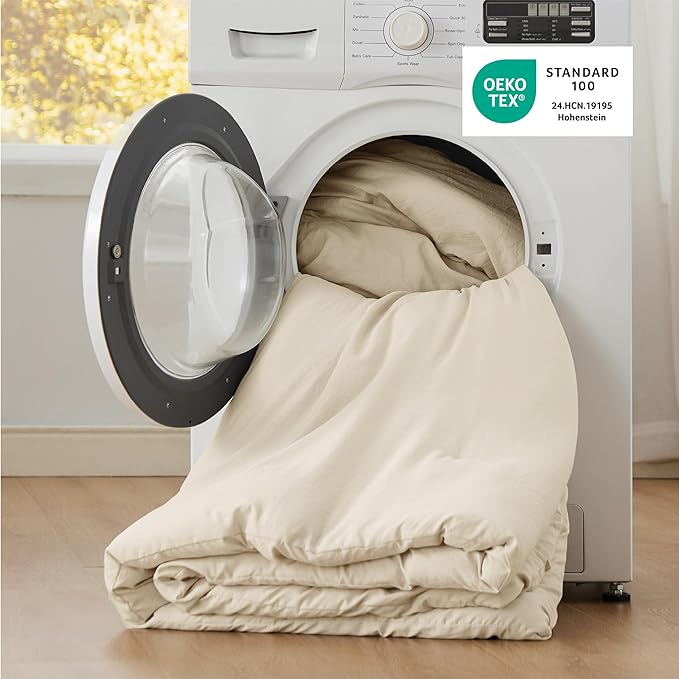 Bedsure Oversized King Comforter Set, Cream Soft Prewashed Bedding for All Seasons, 3 Pieces GentleSoft™ Bed Set, 1 Lightweight Comforter (120"x98") and 2 Pillowcases (20"x36")