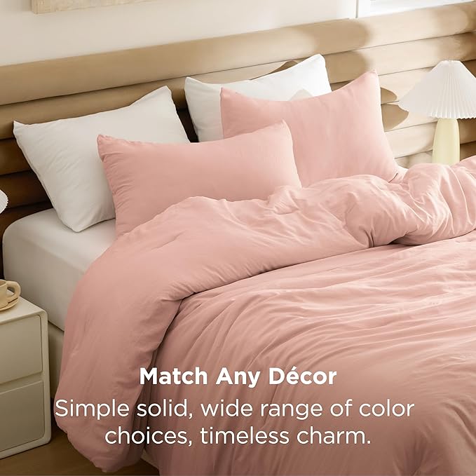 Bedsure Full Comforter Set, Blush Pink Soft Prewashed Bedding for All Seasons, 3 Pieces GentleSoft™ Bed Set, 1 Lightweight Comforter (82"x86") and 2 Pillowcases (20"x26")