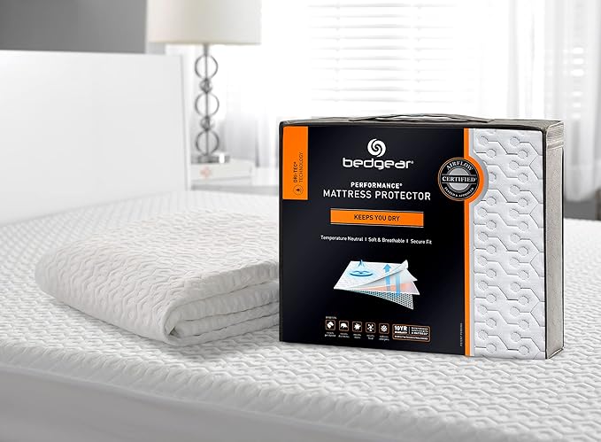 Bedgear Queen Dri-Tec Mattress Protector – Waterproof, Breathable, Washable, Adjustable Base Compatible – Deep Pocket Fitted Pad Fits 18” Mattress – White