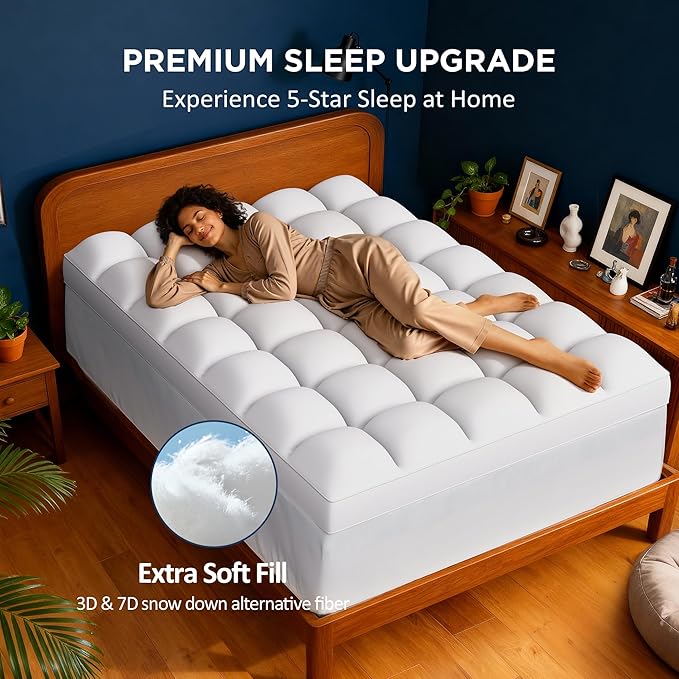 Twin Size Dual Layer 4 Inch Memory Foam Mattress Topper, 2 Inch Cooling Gel Memory Foam and 2 Inch Thick Soft Quilted Pillow Top Mattress Pad Cover, 8-24 Inch Deep Pocket for Back Pain