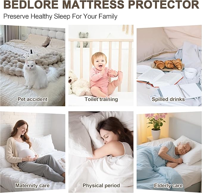 GUHER Waterproof Mattress Protector King Size,Breathable Bed Cover 3D Air Fabric Mattress Pad Cover,Noiseless＆Ultra-Soft Washable Bed Cover with 6"-14" Deep Pocket (White)