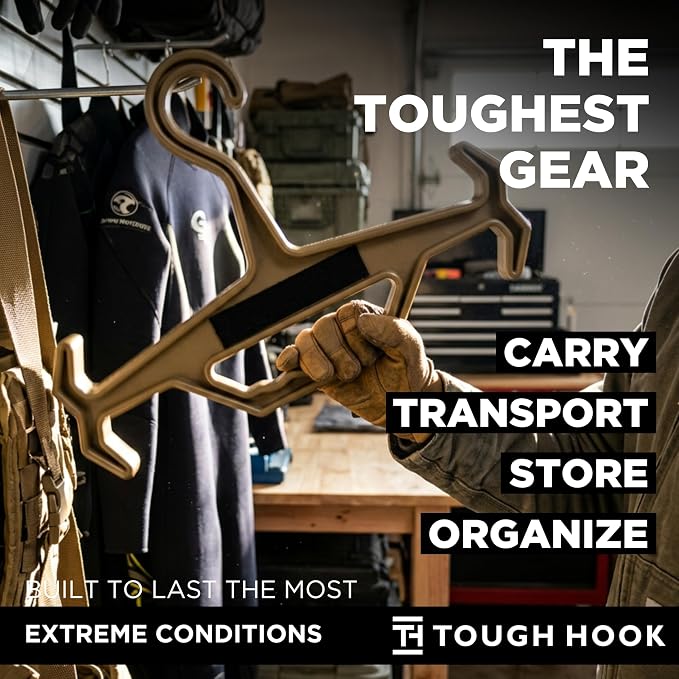 Tough Hook ID MAX Heavy Duty Identification Hanger, USA Made 200 Lb Cap, Plate Carrier, Tactical Gear, Scuba BCD, Anti-Slip Wetsuit & Body Armor Organization System with 3 ID Loop Strips 1 Pack TAN - Image 6