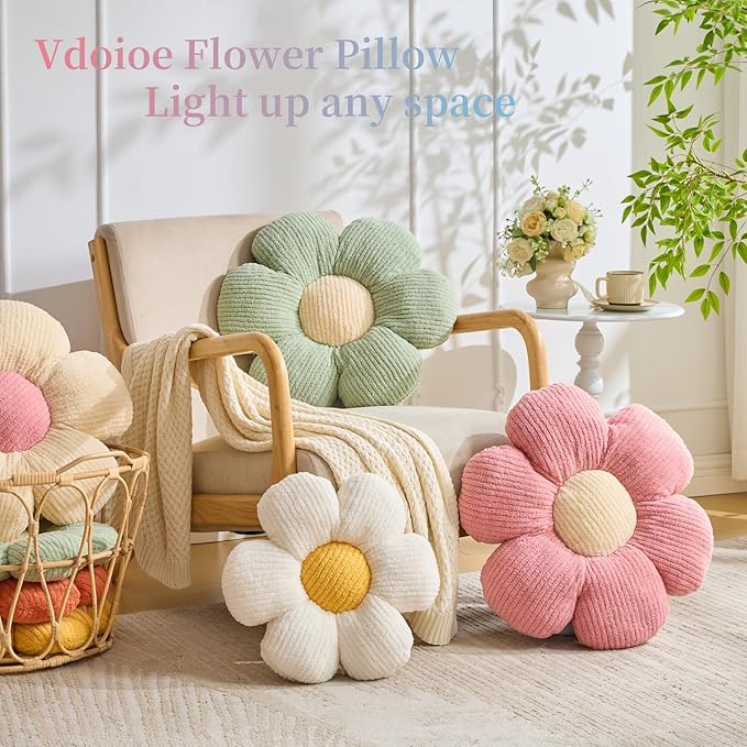Flower Pillow,Sage Green Throw Pillows Flower Shaped Daisy Cushion Seating Floor Pillows Home Decorative Seating Cushions