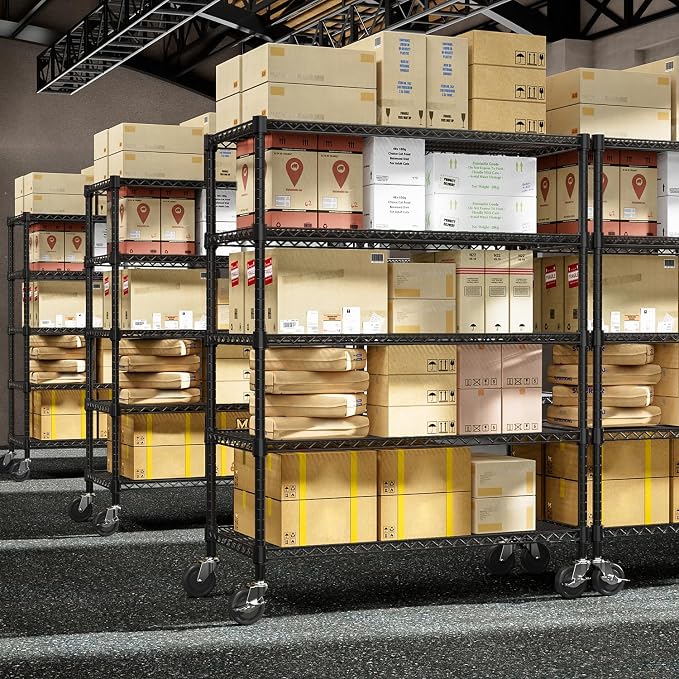 M MZG 53" W Garage Shelving 5 Tier Industrial 2200LBS Metal Shelving Units for Commercial, Basement, Pantry, Warehouse, School, Black Heavy Duty Easy Assembly 53.2" W x 23.6" D x 73.6" H - Image 2