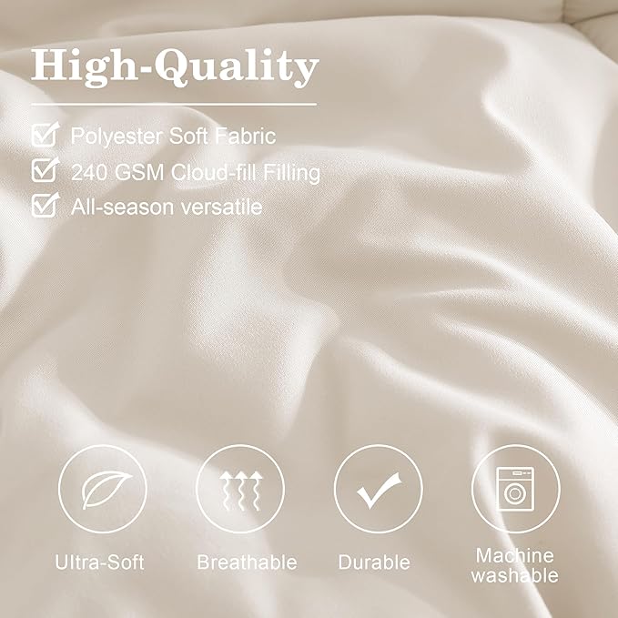 Monbix California King Size Comforter Set - 7 Pieces Bed in a Bag California King, White Bedding Sets with Comforter, All Seasons Comforter Bed Set with Sheets, Pillowcases & Shams