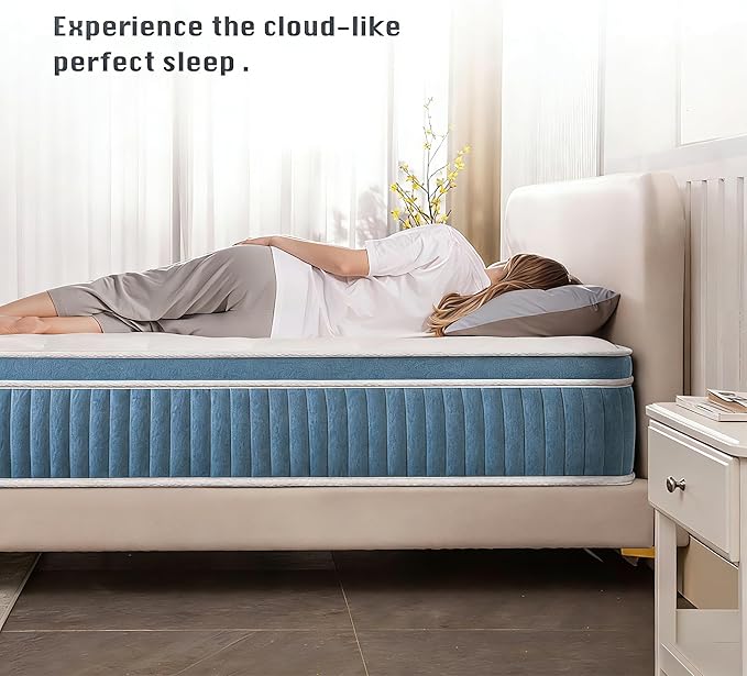 Full Size Mattress - 12 inch Hybrid Full Mattress in a Box, Memory Foam Mattress with Pocket Springs, Medium Firm, Pressure Relief & Motion Isolation, CertiPUR US Certified, 100 Nights Trial