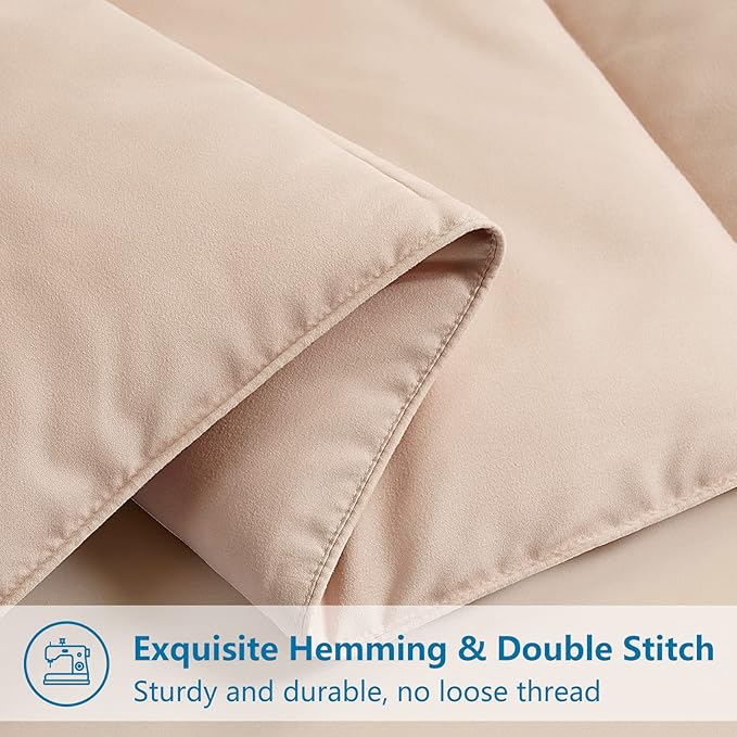 EASELAND California King Down Alternative Comforter - Quilted Duvet Insert for All Seasons, Soft Lightweight with Corner Tabs, Summer Winter Warm Bedding, Beige 96x104 Inches