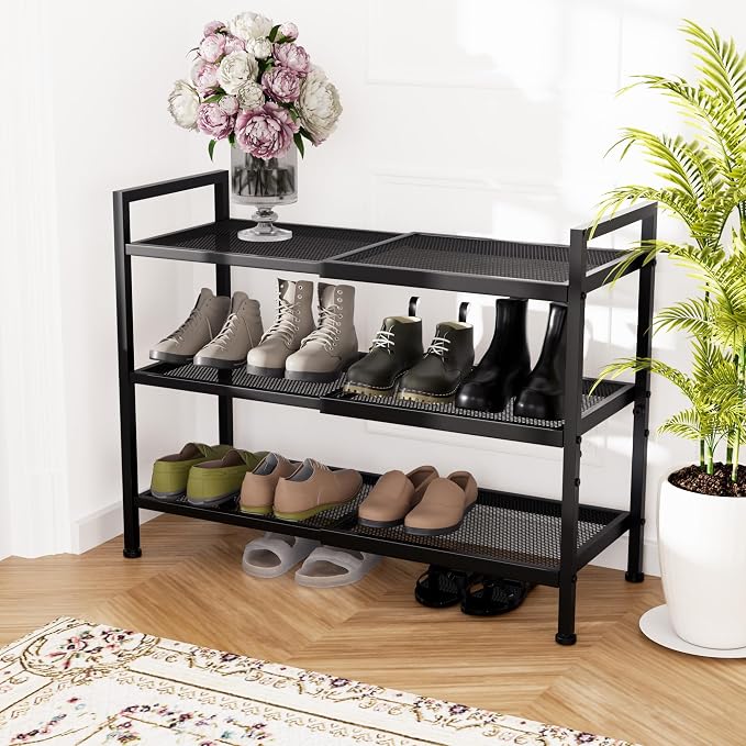 3 Tier Shoe Rack, Expandable Shoe Rack for Closet, Adjustable Shoe Organizer for Entryway, Shoe Storage Organizer for Door Entrance, Garage, Bedroom - Image 7