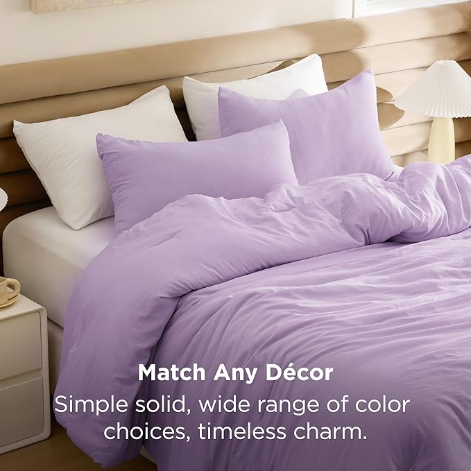 Bedsure Queen Comforter Set, Lavendar Soft Prewashed Bedding for All Seasons, 3 Pieces GentleSoft™ Bed Set, 1 Lightweight Comforter (90"x90") and 2 Pillowcases (20"x26")