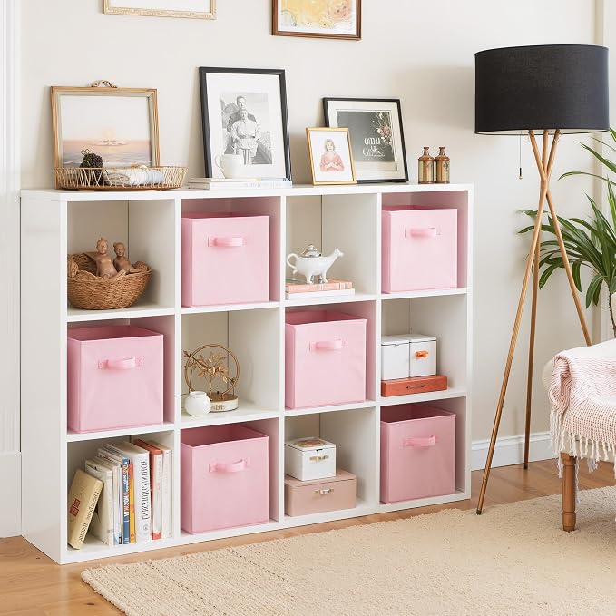 Cupic Cupid 11x11 Storage Cubes, 6 Pack Open Storage Bins with Handles, Storage Cube Organizer for Clothes and Toys, Collapsible Cube Bins for Closet, Shelves, Offices, Pink - Image 5