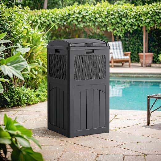 Flamaker 30 Gallon Trash Can, Resin Outdoor Garbage Can with Lid, Waterproof Hideaway Patio Waste Bins for Outside Use (Gray) - Image 7