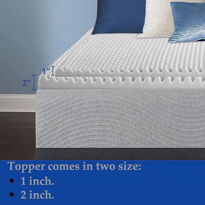 Treaton, 2-Inch Convoluted High Density Foam Mattress Topper, CertiPUR-US Certified for Superior Comfort and Support, Twin, Green