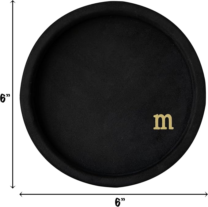 COLLECTIVE HOME - Velvet Jewelry Tray, 6" Monogrammed Jewelry Dish, Smooth Velour Display Dish for Rings, Earrings, Necklaces, Makeup, Personalized Gifts for Women (Black-m) - Image 3