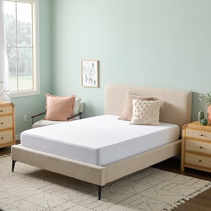 Linenspa Waterproof Mattress Protector, Full Size – Fitted Sheet Style, Breathable, Machine Washable & Dryer Safe, White
