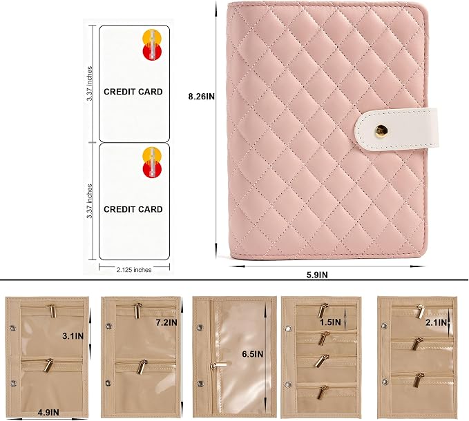 Travel Jewelry Case Organizer PU Leather Jewelry Storage Book Ring Binder with Zipper Velvet Jewelry Pouches Bags for Rings,Necklace,Bracelet - Pink - Image 2
