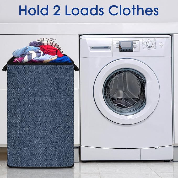 SNIGJAT Large Laundry Hamper, Tall Laundry Hamper with Sturdy Handles, Hampers for Laundry, Rectangular Dirty Clothes Hamper for Bedroom, Extra Large Laundry Basket for Clothes Toys, 80 L - Image 2