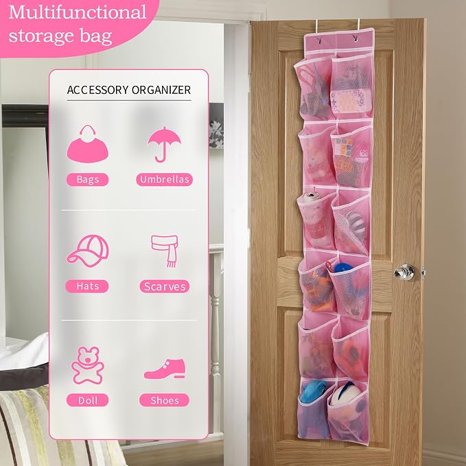 GOMAJI Over the Door 12 Pocket Hanging Shoe Organizer, Pink - Image 2