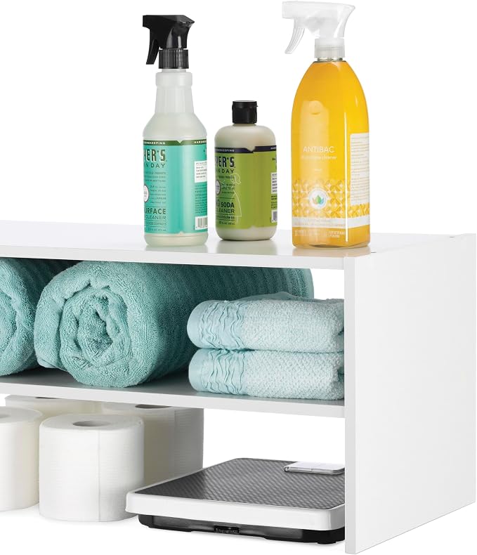 Whitmor Stackable 31" Extra Wide 2-Shelf Storage Organizer, White，2 Pack - Image 4