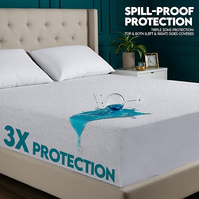 Utopia Bedding Waterproof Mattress Protector Top and Both Sides, Full Size, Soft and Breathable Dual Sided Terry Mattress Cover, Fitted Style with Stretchable Elastic Pockets