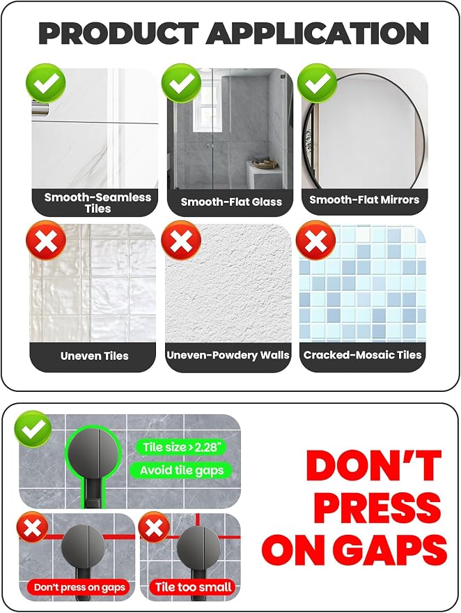 ONXE Suction Cup Shower Caddy,No Drilling Corner Shower Shelves Heavy Duty,Shower Organizer with Hooks,Rustproof Waterproof Space Aluminum Bathroom Storage,Home Accessories Decor - Image 9