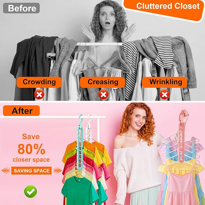 Closet Organizers and Storage, Multifunctional Organization and Storage Home Essentials Magic Space Saving Hangers with 9 Holes for Wardrobe Closet Heavy Clothes - Image 2