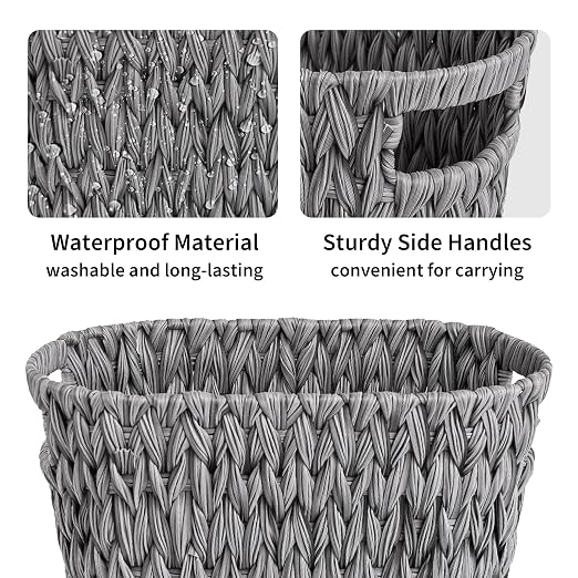 GRANNY SAYS Wicker Waste Basket - Waterproof, Space-Saving, 19L/5Gallon, Bathroom & Bedroom Trash Can - Image 5