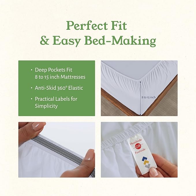 California Design Den Full Sheet Set - Soft 100% Organic Cotton Sheets with Deep Pockets, Crisp Percale, Breathable and Durable Bedding Set - White