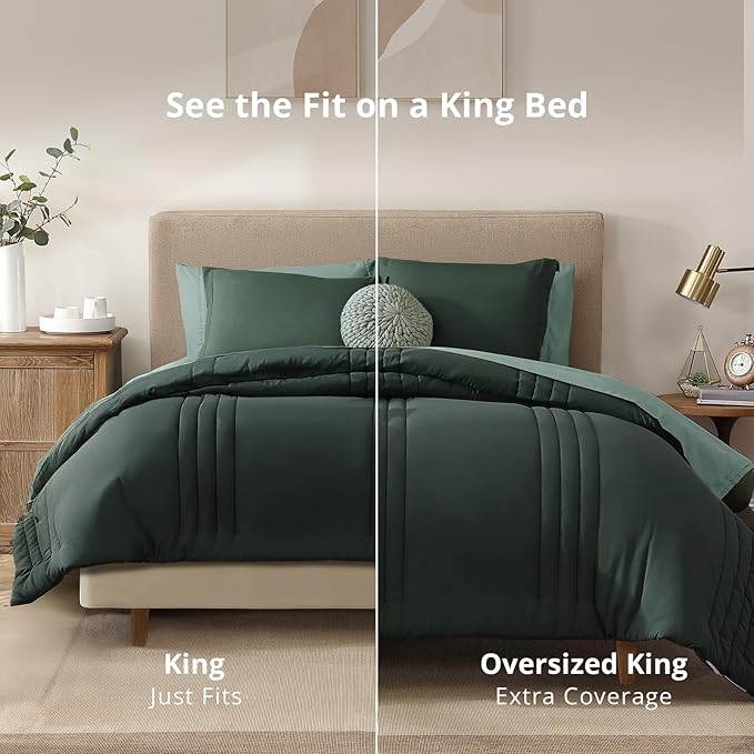 Monbix King Size Comforter Set - 7 Pieces Bed in a Bag King, Deep Forest Bedding Sets with Comforter, All Seasons Comforter Bed Set with Sheets, Pillowcases & Shams