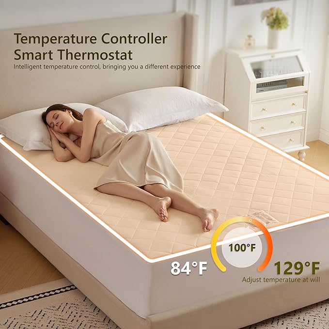 Heated Diamond Quilted Mattress Pad,Full Size,Soft Bed Warmer,10 Heat Settings,1-12 Hours Auto-Off,Fast Heating,ETL Certified,Machine Washable,Fit Up to 18" Deep Pocket,54"x75"