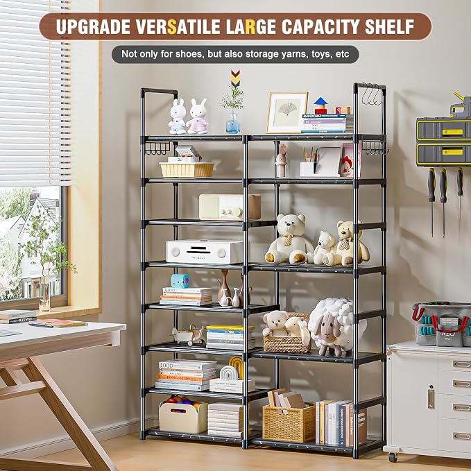 OYREL Shoe Rack Organizer 8 Tiers, Tall Shoe Racks Shelf Storage, 26-32 Pairs Vertical Large Rack,Stackable Shoes Racks for Entryway, Closet, Garage - Image 8