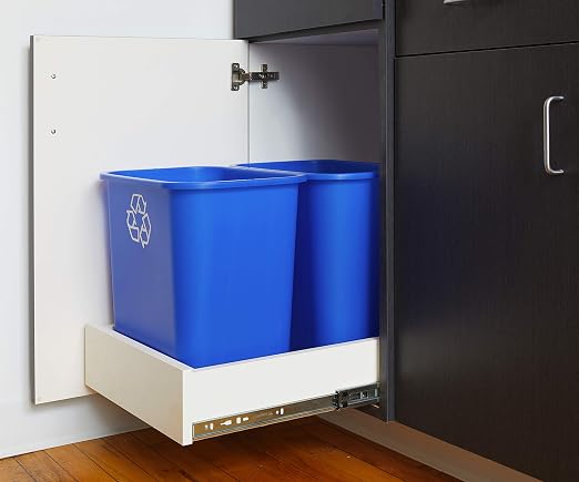 United Solutions 7 Gallon / 28 Quart Space Saving Recycling Bin, Fits Under Desk and Small, Narrow Spaces in Commercial, Kitchen, Home Office, and Dorm, Easy to Clean, Recycle Blue (Pack of 12) - Image 4