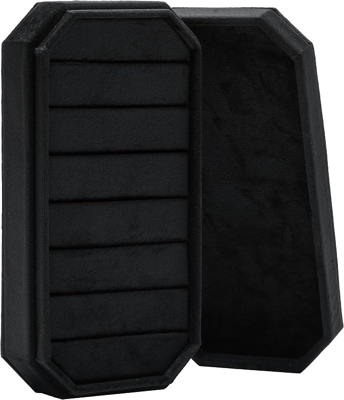 Velvet Ring Organizer Display Tray Jewelry Box Earring Holder Case for Wedding Birthday Christmas Day (Black) - Image 4