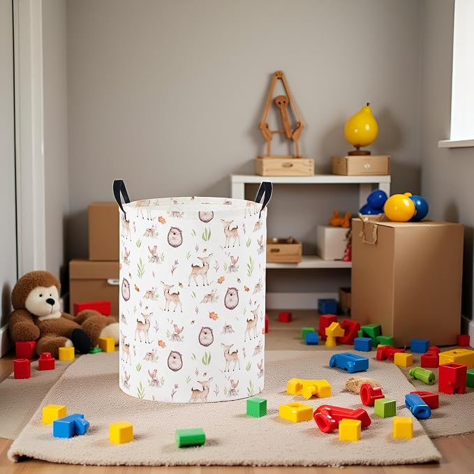 Baby Laundry Basket Baby Nursery Hamper Kids Laundry Basket Toy Storage Bin for Boys Room Decor Gift Baskets for Bedroom Bathroom(Fall Animal) - Image 3