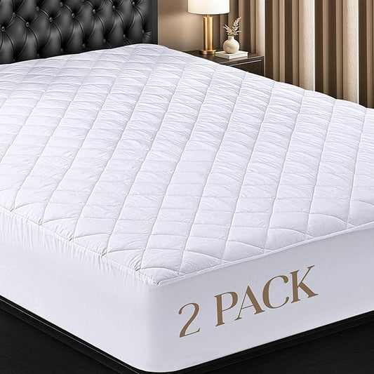Utopia Bedding 2 Pack Quilted Fitted Mattress Pad, Twin XL Size, Elastic Fitted Mattress Topper Protector and Cover with Deep Pocket Stretches up to 16 Inches, Machine Washable (White)