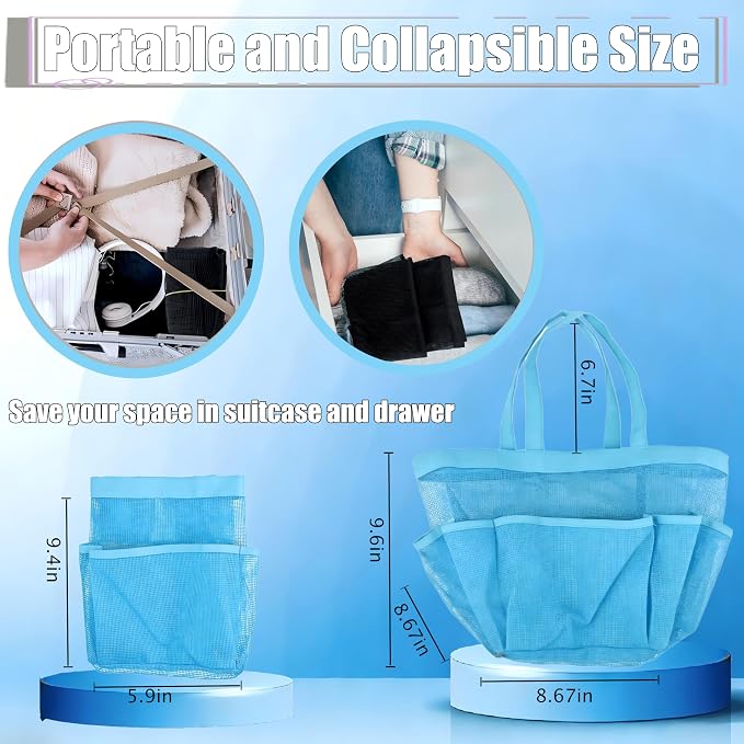 Attmu Mesh Shower Caddy Portable, Quick Dry Hanging Shower Tote Bag for College Dorm Room Essentials, Large Capacity Caddy Dorm for Bathroom Gym Swimming - Image 5