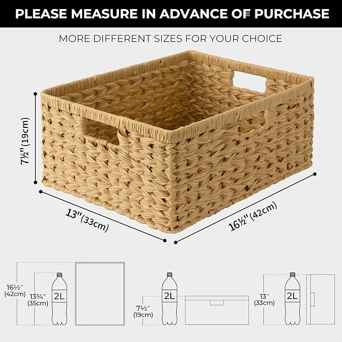 GRANNY SAYS Large Wicker Basket, Decorative Woven Basket for Storage, Wicker Basket with Handles, Waterproof Storage Basket for Shelves, 1-Pack - Image 5