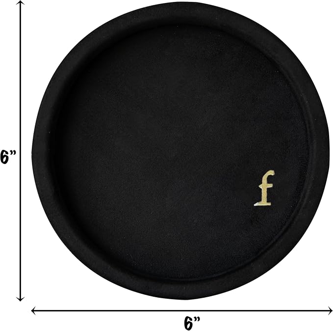 COLLECTIVE HOME - Velvet Jewelry Tray, 6" Monogrammed Jewelry Dish, Smooth Velour Display Dish for Rings, Earrings, Necklaces, Makeup, Personalized Gifts for Women (Black-f) - Image 2