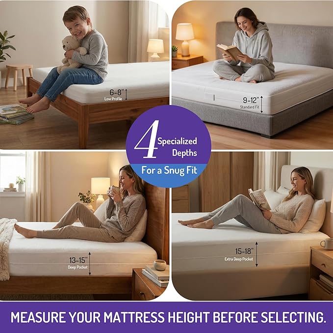 Degrees of Comfort Bed Bug Mattress Cover Cal King Size - 15-18" Extra Deep Pocket 3M Scotchgard Waterproof Zippered Encasement Protector, Breathable Cotton Terry Top