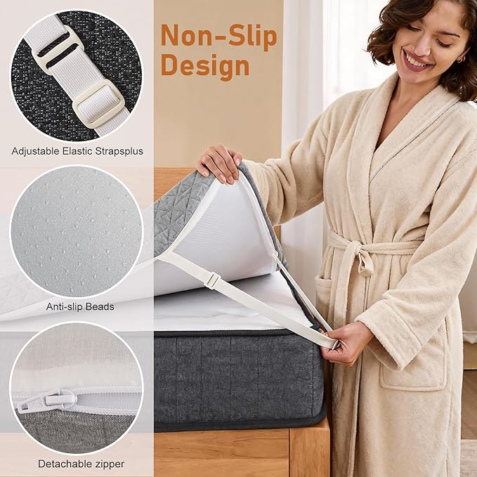 Extra Firm Mattress Topper Twin: 3 Inch High Density Memory Foam for Back Pain, Extra Support Breathable Mattress Pad, Bamboo Cooling Washable Non-Slip Cover, CertiPUR-US & Oeko-Tex Certified 75x38