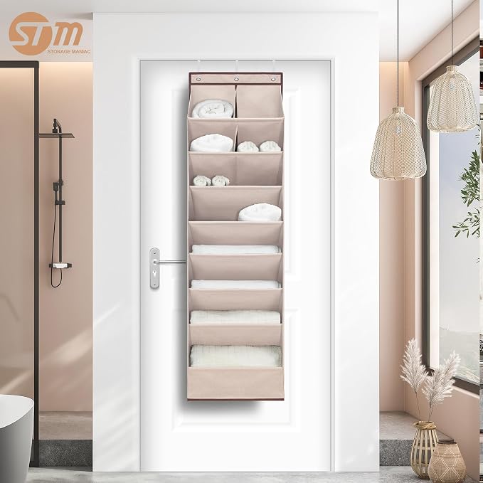 STORAGE MANIAC Over the Door Shoe Organizer Heavy-Duty Large Deep Pocket Hanging Shoe Organizer Shoe Rack Door Closet Shoe Organizer for Wall, Dorm & Narrow Door Storage Shoe Holder Oat Beige, 2 Pack - Image 2