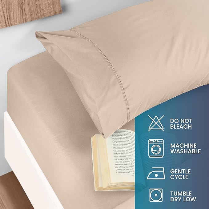 Utopia Bedding Queen Size 4 Piece Sheet Set - Brushed Microfiber - Soft Bed Sheets for Queen Size Bed Set - Includes 1 Fitted, 1 Flat, & 2 Pillow Cases - Deep Pocket (Beige)