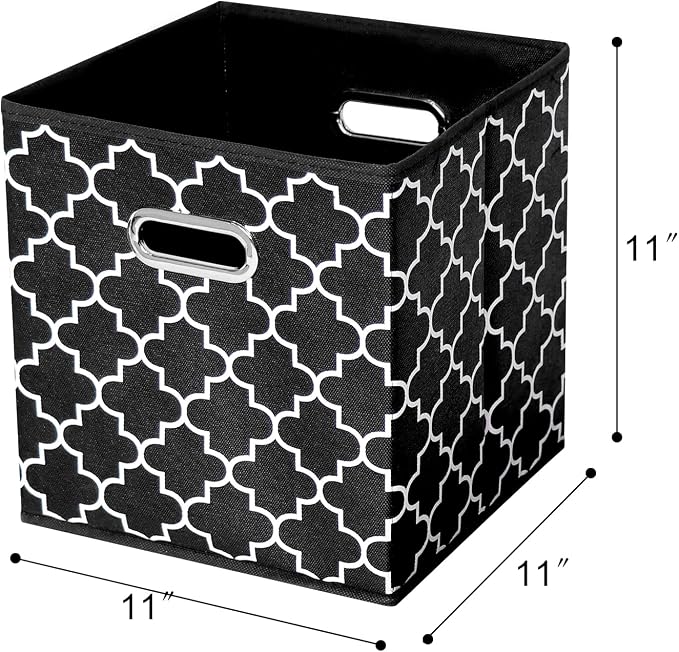 11 Inch Cube Storage Bins , Fabric Cube Organizer Bins with Handle, Foldable Cube Bins for Cloth or Accessary Storage, 11x11x11 Set of 3 (Black Light) - Image 2