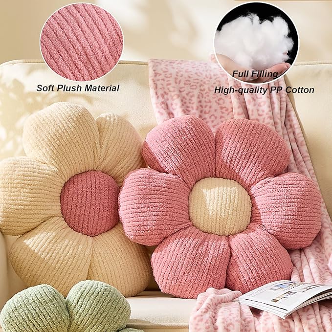 XIAIJIA Flower Pillow Shaped Cushion Decorative Daisy Pillow for Bed Cute Throw Pillow Flower Floor Pillow Soft Seat Cushion Orange 19.6"
