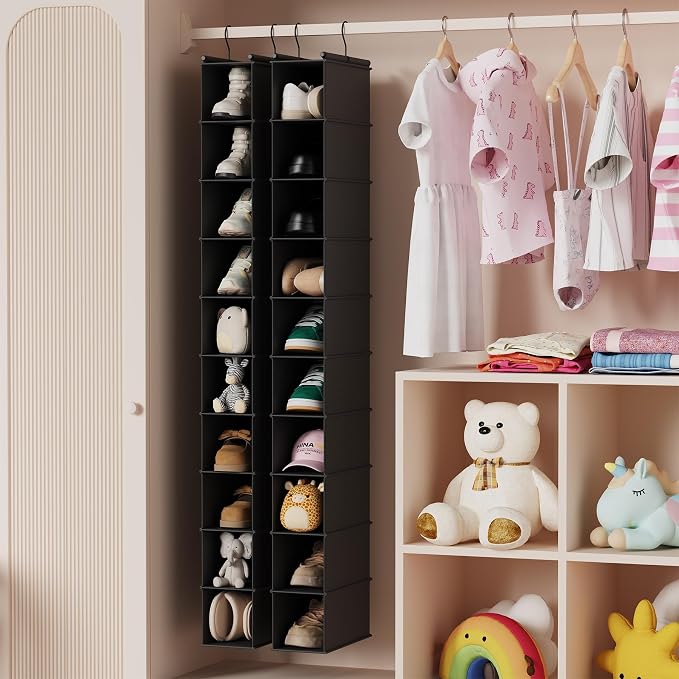 MAX Houser 10-Shelf Hanging Shoe Shelf Organizer, Hanging Shoe Storage for Closet,Pack of 2 (Black) - Image 4