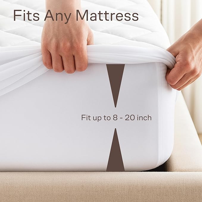 Niagara Cotton Mattress Pad Twin 39x75 - Non Noisy Cooling Breathable Ultra Plush Absorbent Protector Extra Deep Fits 20 Inches Deep Mattress