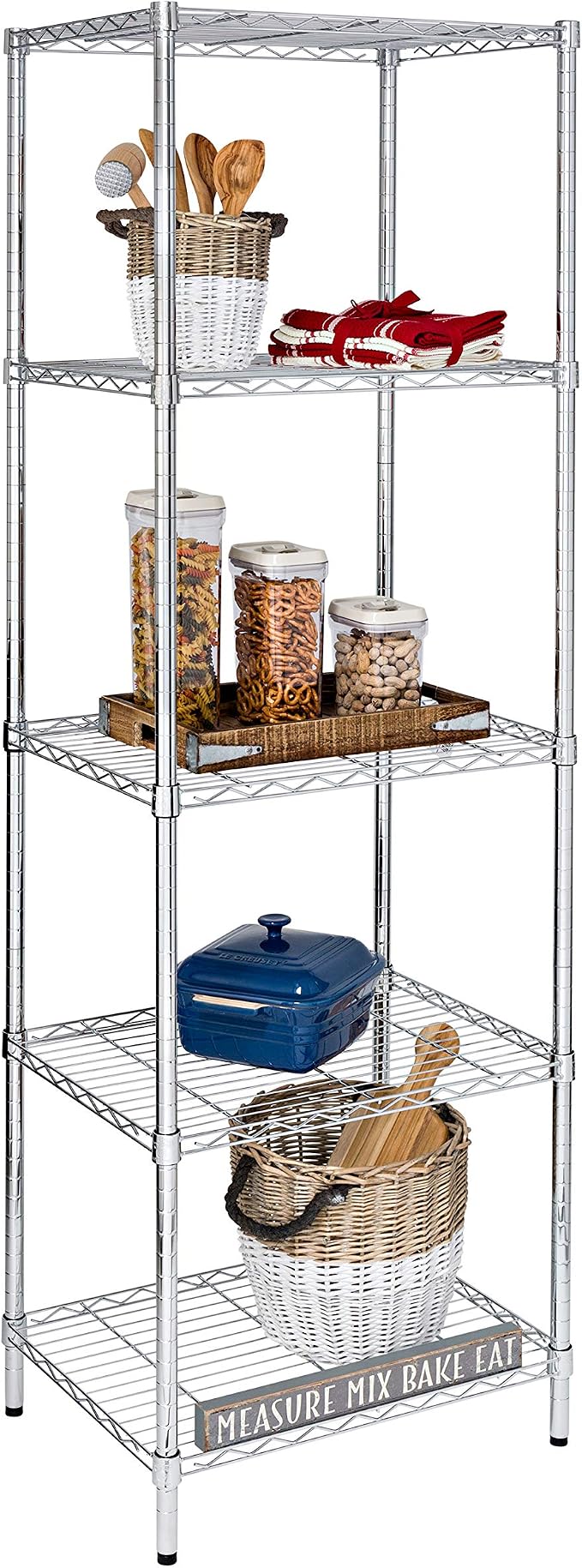 Honey-Can-Do 5-Tier Heavy Duty Adjustable Shelving Unit, 250-lb Per Shelf NSF Certified Metal Storage Rack, Chrome Wire Shelf for Kitchen Pantry Garage, 24 x 18 x 72 in by Honey-Can-Do