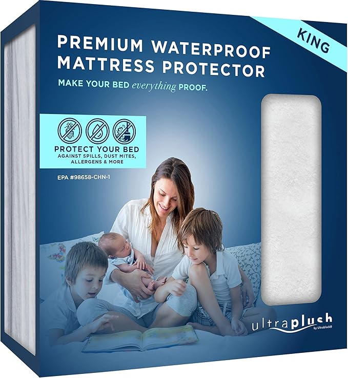 UltraPlush King Waterproof Mattress Protector - Bedwetting, Bed Cover