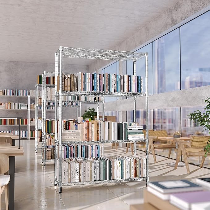 IZEUK 3400 LBS Garage Shelving Wide Storage Shelves 4 Tier Metal Shelves Heavy Duty Adjustable Utility Shelf Rack Chrome 17.7" D x 59.1" W x 70.4" H - Image 8
