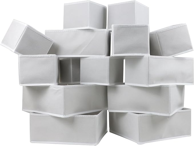 Fordonral 16 Pack Drawer Organizer Clothes, Foldable Fabric Dresser Organizer Closet Organizers and Storage Box for Underwear,Folded Clothes,Baby Clothing,Socks,Bra,Towels,Ties(White) - Image 5